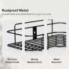 DALUCI Set of 2 Metal Bathroom Corner Shelf Rack | No Drilling Self Adhesive Wall Mounted Storage Organizer for Bathroom & Kitchen | Rustproof Bathroom Shelves (8 & 9 INCH, Black)