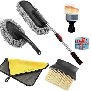 71EyzP5xHqL._SX679_ Azaria 5 PCS Microfiber Car Duster Kit - Interior & Exterior Car Cleaning Detailing Tool Scratch & Lint Free, Pollen Removing Extendable Long Handle Duster for Car & Motorcycle car Accessories (A1)