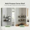 DALUCI Set of 2 Metal Bathroom Corner Shelf Rack | No Drilling Self Adhesive Wall Mounted Storage Organizer for Bathroom & Kitchen | Rustproof Bathroom Shelves (8 & 9 INCH, Black)