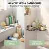 DALUCI Set of 2 Metal Bathroom Corner Shelf Rack | No Drilling Self Adhesive Wall Mounted Storage Organizer for Bathroom & Kitchen | Rustproof Bathroom Shelves (8 & 9 INCH, Black)