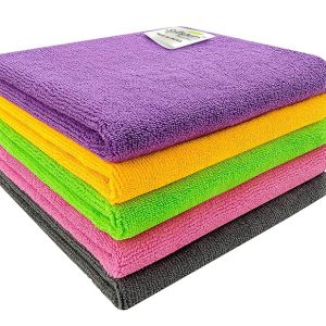91J9he2Q3uL._SX679_ SOFTSPUN Microfiber Cloth 5pcs 40x40cms 340 GSM Multi-Color! Thick Lint & Streak-Free Multipurpose Cloths Automotive Microfibre Towels for Car Bike Cleaning Polishing Washing & Detailing